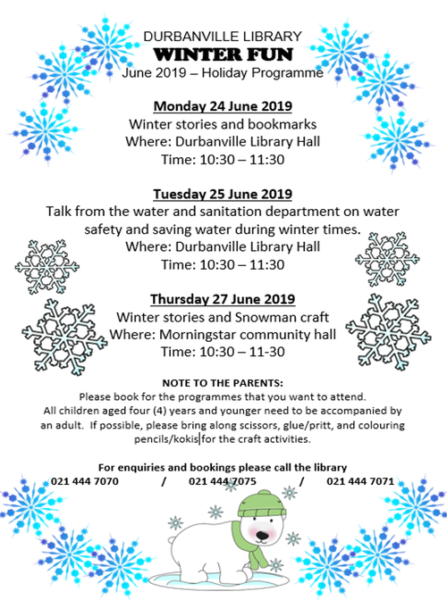 Durbanivlle Library |Winter Holiday Programme 2019 | Kids activities
