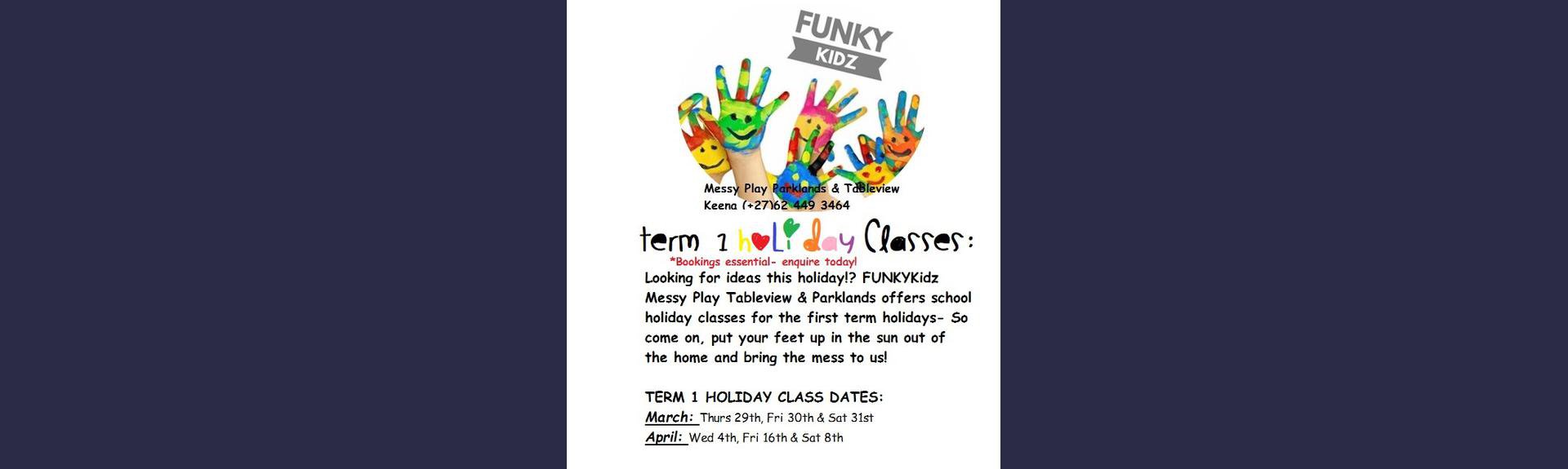 SCHOOL HOLIDAY CLASSES TERM 1-FUNKYKIDZ MESSY PLAY TABLEVIEW & PARKLANDS