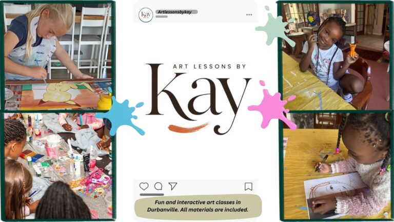 Art with Kay kids art classes in Durbanville featuring children painting, drawing and enjoying creative activities.