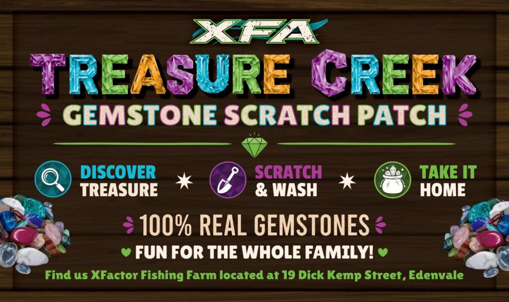 Treasure Creek Gemstone Scratch Patch at XFactor Fishing Farm